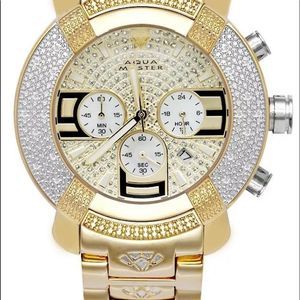 New Men's Real GENUINE Diamond Aqua Master Watch